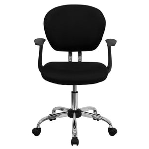 English Elm Beverly Mid-Back Mesh Task Chair with Chrome Base - Comfortable Office Seating for Productivity & Style Black H-2376-F-BK-ARMS-GG