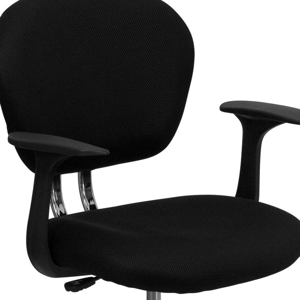 English Elm Beverly Mid-Back Mesh Task Chair with Chrome Base - Comfortable Office Seating for Productivity & Style Black H-2376-F-BK-ARMS-GG