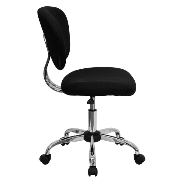 English Elm Beverly Mid-Back Mesh Ergonomic Task Chair with Chrome Base for Ultimate Comfort and Productivity Black H-2376-F-BK-GG