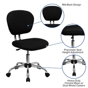 English Elm Beverly Mid-Back Mesh Ergonomic Task Chair with Chrome Base for Ultimate Comfort and Productivity Black H-2376-F-BK-GG