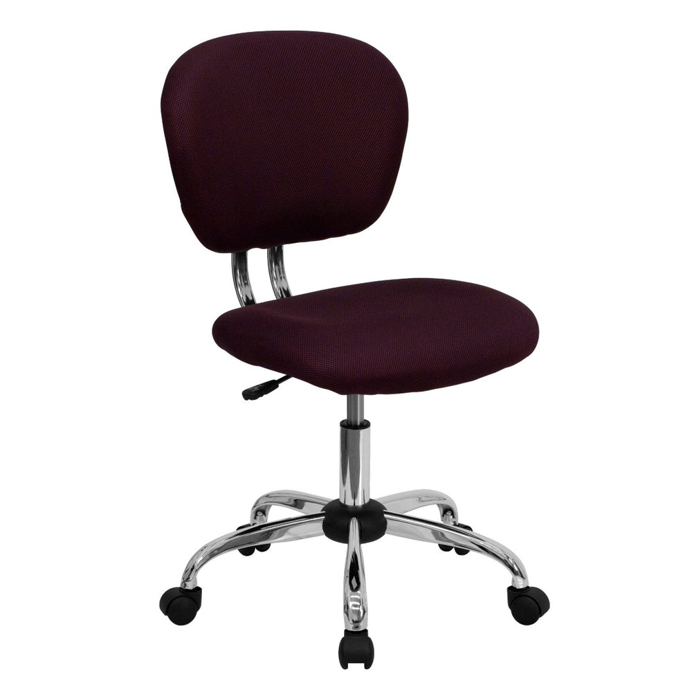 English Elm Beverly Mid-Back Mesh Ergonomic Task Chair with Chrome Base for Ultimate Comfort and Productivity Burgundy H-2376-F-BY-GG