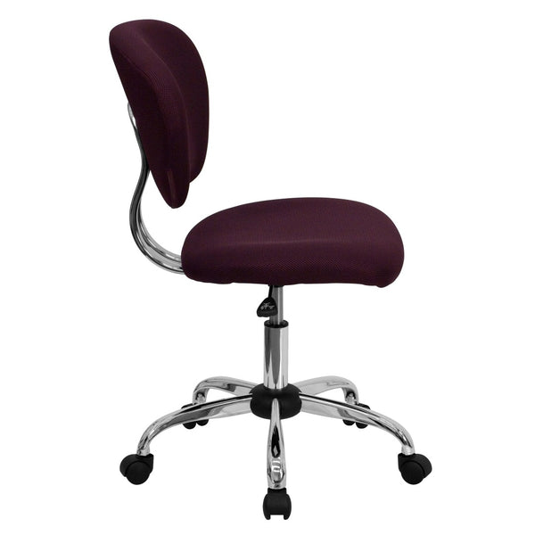 English Elm Beverly Mid-Back Mesh Ergonomic Task Chair with Chrome Base for Ultimate Comfort and Productivity Burgundy H-2376-F-BY-GG