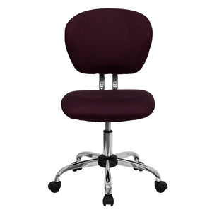 English Elm Beverly Mid-Back Mesh Ergonomic Task Chair with Chrome Base for Ultimate Comfort and Productivity Burgundy H-2376-F-BY-GG