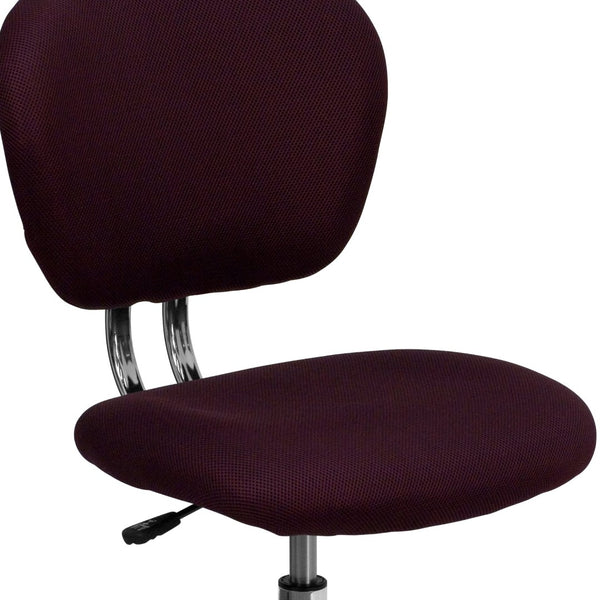 English Elm Beverly Mid-Back Mesh Ergonomic Task Chair with Chrome Base for Ultimate Comfort and Productivity Burgundy H-2376-F-BY-GG
