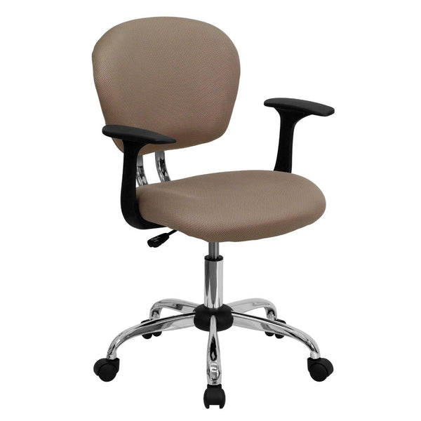 English Elm Beverly Mid-Back Mesh Task Chair with Chrome Base - Comfortable Office Seating for Productivity & Style Coffee Brown H-2376-F-COF-ARMS-GG