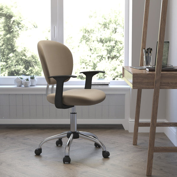 English Elm Beverly Mid-Back Mesh Task Chair with Chrome Base - Comfortable Office Seating for Productivity & Style Coffee Brown H-2376-F-COF-ARMS-GG