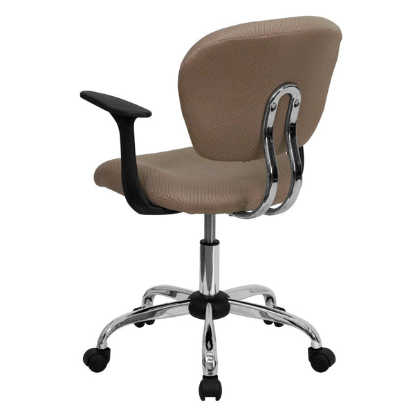 English Elm Beverly Mid-Back Mesh Task Chair with Chrome Base - Comfortable Office Seating for Productivity & Style Coffee Brown H-2376-F-COF-ARMS-GG