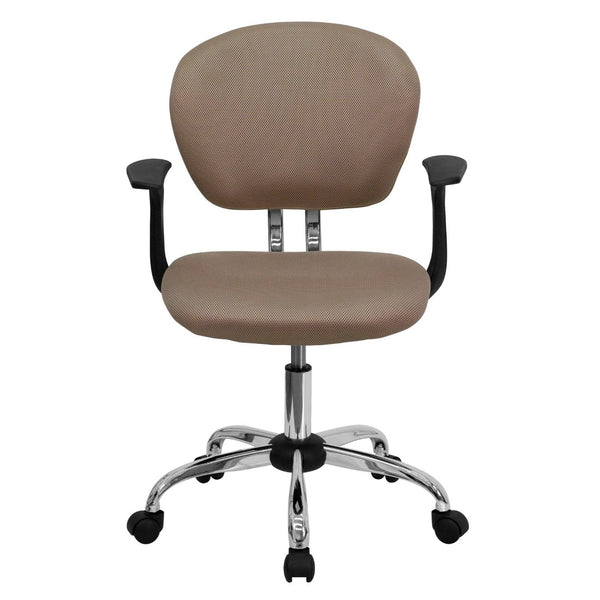 English Elm Beverly Mid-Back Mesh Task Chair with Chrome Base - Comfortable Office Seating for Productivity & Style Coffee Brown H-2376-F-COF-ARMS-GG