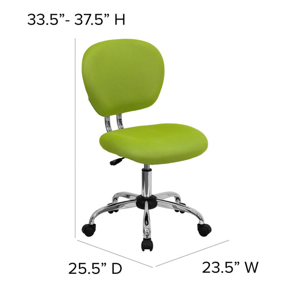 English Elm Beverly Mid-Back Mesh Ergonomic Task Chair with Chrome Base for Ultimate Comfort and Productivity Apple Green H-2376-F-GN-GG