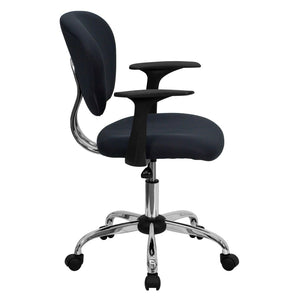 English Elm Beverly Mid-Back Mesh Task Chair with Chrome Base - Comfortable Office Seating for Productivity & Style Gray H-2376-F-GY-ARMS-GG