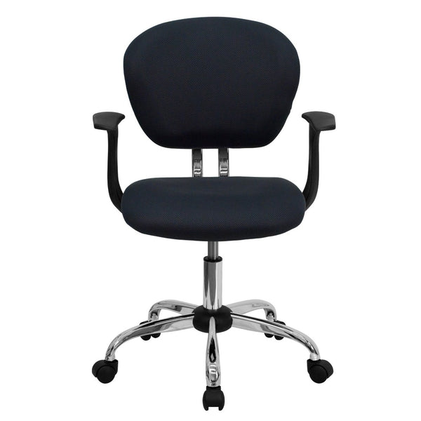 English Elm Beverly Mid-Back Mesh Task Chair with Chrome Base - Comfortable Office Seating for Productivity & Style Gray H-2376-F-GY-ARMS-GG
