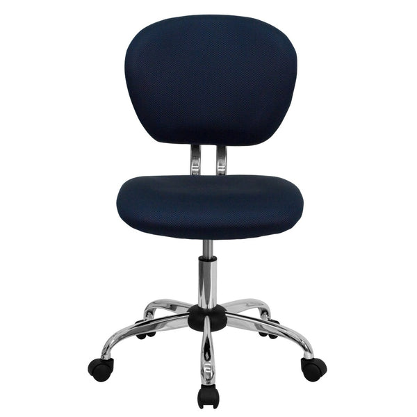 English Elm Beverly Mid-Back Mesh Ergonomic Task Chair with Chrome Base for Ultimate Comfort and Productivity Navy H-2376-F-NAVY-GG