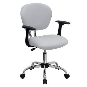 English Elm Beverly Mid-Back Mesh Task Chair with Chrome Base - Comfortable Office Seating for Productivity & Style White H-2376-F-WHT-ARMS-GG