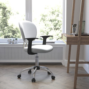 English Elm Beverly Mid-Back Mesh Task Chair with Chrome Base - Comfortable Office Seating for Productivity & Style White H-2376-F-WHT-ARMS-GG