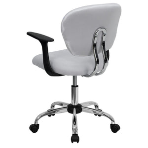 English Elm Beverly Mid-Back Mesh Task Chair with Chrome Base - Comfortable Office Seating for Productivity & Style White H-2376-F-WHT-ARMS-GG