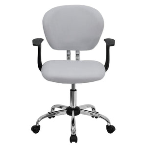English Elm Beverly Mid-Back Mesh Task Chair with Chrome Base - Comfortable Office Seating for Productivity & Style White H-2376-F-WHT-ARMS-GG