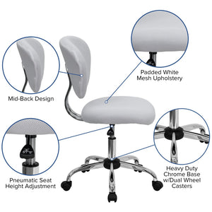 English Elm Beverly Mid-Back Mesh Ergonomic Task Chair with Chrome Base for Ultimate Comfort and Productivity White H-2376-F-WHT-GG