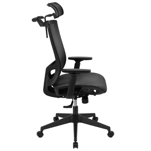 English Elm Layla Ergonomic Mesh Office Chair - Breathable Design, Adjustable Arms, Lumbar Support & Headrest H-2809-1KY-BK-GG