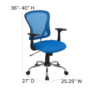 English Elm Alfred Mid-Back Mesh Swivel Office Chair with Chrome Base and Ergonomic Comfort for Productivity Blue H-8369F-BL-GG