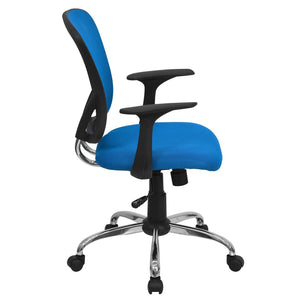 English Elm Alfred Mid-Back Mesh Swivel Office Chair with Chrome Base and Ergonomic Comfort for Productivity Blue H-8369F-BL-GG