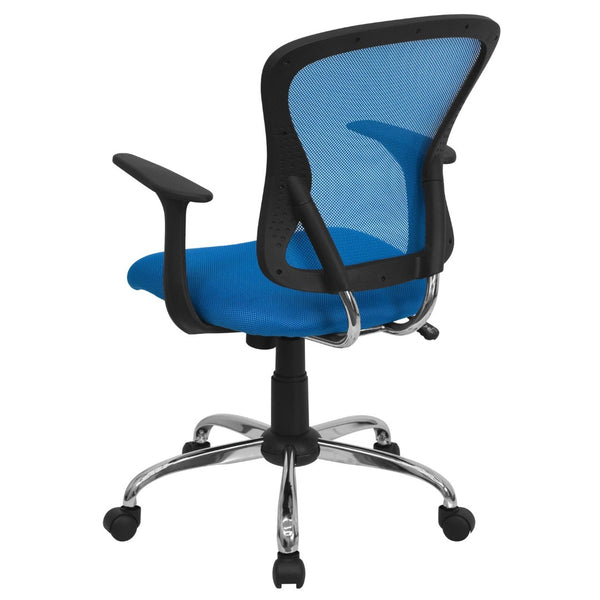 English Elm Alfred Mid-Back Mesh Swivel Office Chair with Chrome Base and Ergonomic Comfort for Productivity Blue H-8369F-BL-GG