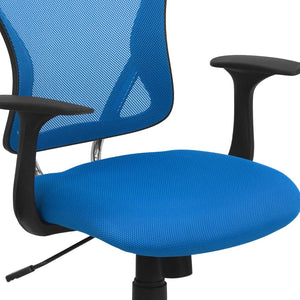 English Elm Alfred Mid-Back Mesh Swivel Office Chair with Chrome Base and Ergonomic Comfort for Productivity Blue H-8369F-BL-GG