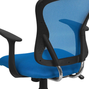 English Elm Alfred Mid-Back Mesh Swivel Office Chair with Chrome Base and Ergonomic Comfort for Productivity Blue H-8369F-BL-GG