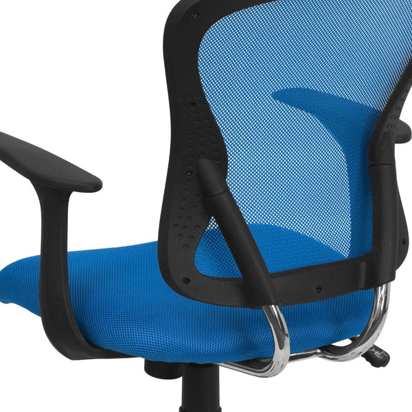 English Elm Alfred Mid-Back Mesh Swivel Office Chair with Chrome Base and Ergonomic Comfort for Productivity Blue H-8369F-BL-GG