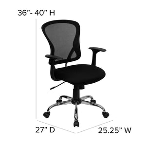English Elm Alfred Mid-Back Mesh Swivel Office Chair with Chrome Base and Ergonomic Comfort for Productivity Black H-8369F-BLK-GG
