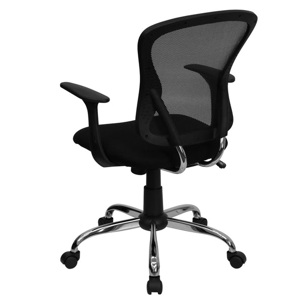 English Elm Alfred Mid-Back Mesh Swivel Office Chair with Chrome Base and Ergonomic Comfort for Productivity Black H-8369F-BLK-GG
