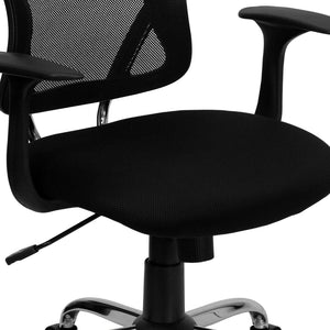 English Elm Alfred Mid-Back Mesh Swivel Office Chair with Chrome Base and Ergonomic Comfort for Productivity Black H-8369F-BLK-GG