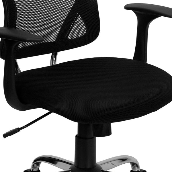 English Elm Alfred Mid-Back Mesh Swivel Office Chair with Chrome Base and Ergonomic Comfort for Productivity Black H-8369F-BLK-GG