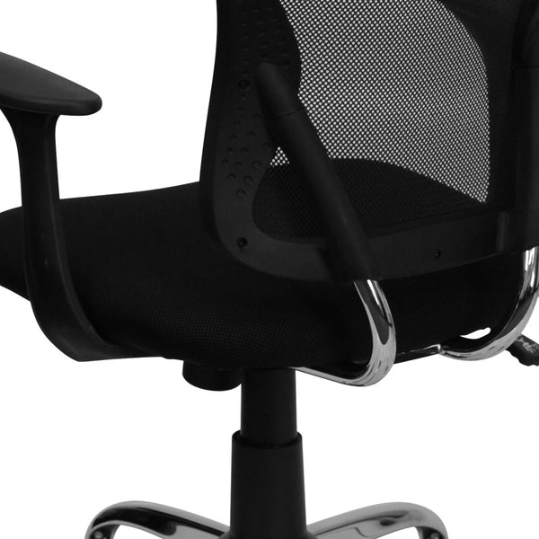 English Elm Alfred Mid-Back Mesh Swivel Office Chair with Chrome Base and Ergonomic Comfort for Productivity Black H-8369F-BLK-GG