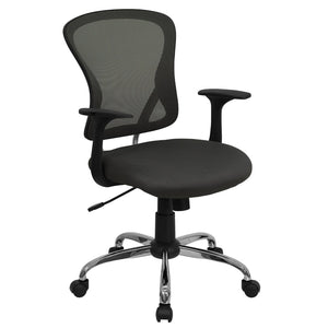 English Elm Alfred Mid-Back Mesh Swivel Office Chair with Chrome Base and Ergonomic Comfort for Productivity Dark Gray H-8369F-DK-GY-GG