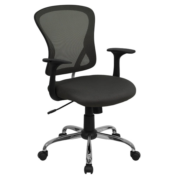 English Elm Alfred Mid-Back Mesh Swivel Office Chair with Chrome Base and Ergonomic Comfort for Productivity Dark Gray H-8369F-DK-GY-GG