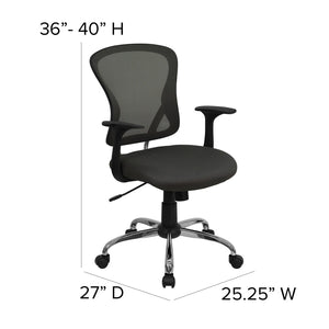 English Elm Alfred Mid-Back Mesh Swivel Office Chair with Chrome Base and Ergonomic Comfort for Productivity Dark Gray H-8369F-DK-GY-GG