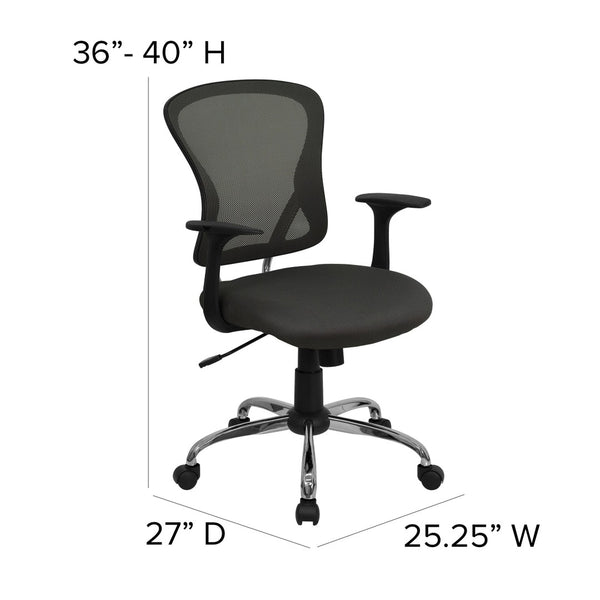 English Elm Alfred Mid-Back Mesh Swivel Office Chair with Chrome Base and Ergonomic Comfort for Productivity Dark Gray H-8369F-DK-GY-GG