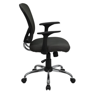 English Elm Alfred Mid-Back Mesh Swivel Office Chair with Chrome Base and Ergonomic Comfort for Productivity Dark Gray H-8369F-DK-GY-GG