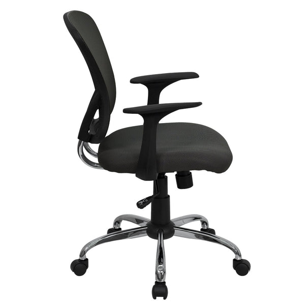 English Elm Alfred Mid-Back Mesh Swivel Office Chair with Chrome Base and Ergonomic Comfort for Productivity Dark Gray H-8369F-DK-GY-GG