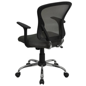 English Elm Alfred Mid-Back Mesh Swivel Office Chair with Chrome Base and Ergonomic Comfort for Productivity Dark Gray H-8369F-DK-GY-GG