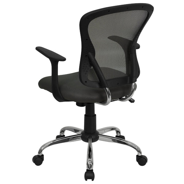 English Elm Alfred Mid-Back Mesh Swivel Office Chair with Chrome Base and Ergonomic Comfort for Productivity Dark Gray H-8369F-DK-GY-GG