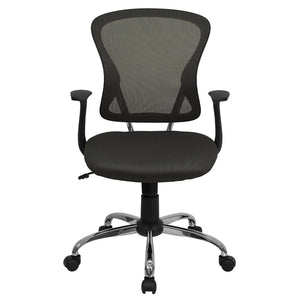 English Elm Alfred Mid-Back Mesh Swivel Office Chair with Chrome Base and Ergonomic Comfort for Productivity Dark Gray H-8369F-DK-GY-GG