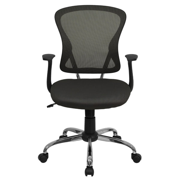 English Elm Alfred Mid-Back Mesh Swivel Office Chair with Chrome Base and Ergonomic Comfort for Productivity Dark Gray H-8369F-DK-GY-GG