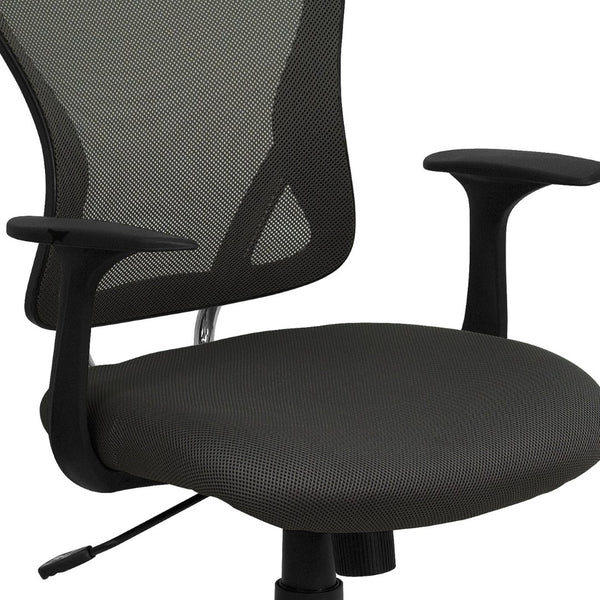 English Elm Alfred Mid-Back Mesh Swivel Office Chair with Chrome Base and Ergonomic Comfort for Productivity Dark Gray H-8369F-DK-GY-GG