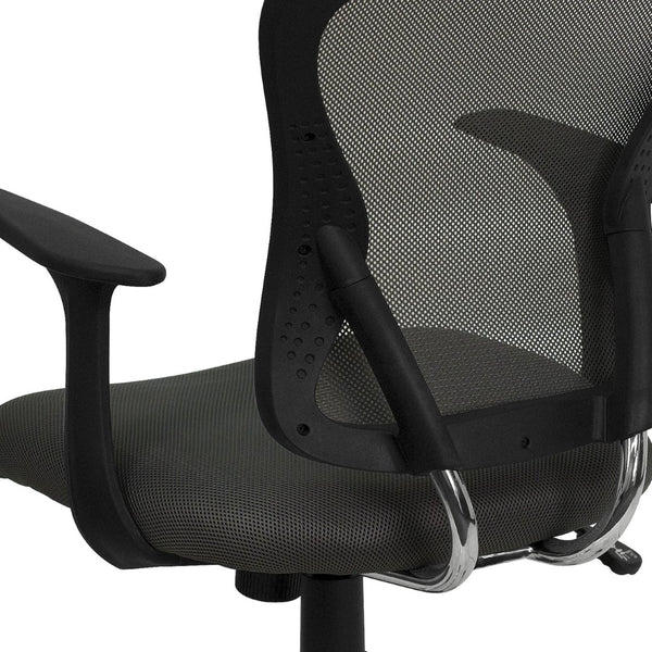 English Elm Alfred Mid-Back Mesh Swivel Office Chair with Chrome Base and Ergonomic Comfort for Productivity Dark Gray H-8369F-DK-GY-GG