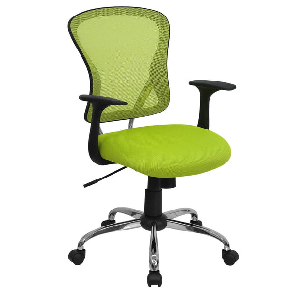 English Elm Alfred Mid-Back Mesh Swivel Office Chair with Chrome Base and Ergonomic Comfort for Productivity Green H-8369F-GN-GG