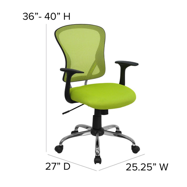 English Elm Alfred Mid-Back Mesh Swivel Office Chair with Chrome Base and Ergonomic Comfort for Productivity Green H-8369F-GN-GG