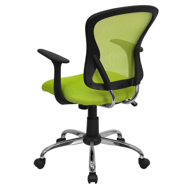 English Elm Alfred Mid-Back Mesh Swivel Office Chair with Chrome Base and Ergonomic Comfort for Productivity Green H-8369F-GN-GG