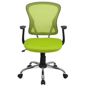 English Elm Alfred Mid-Back Mesh Swivel Office Chair with Chrome Base and Ergonomic Comfort for Productivity Green H-8369F-GN-GG