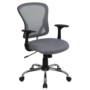 English Elm Alfred Mid-Back Mesh Swivel Office Chair with Chrome Base and Ergonomic Comfort for Productivity Gray H-8369F-GY-GG